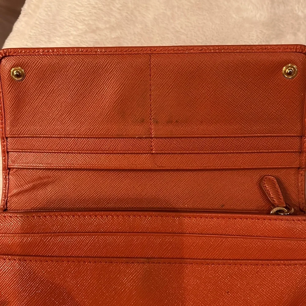 Authentic Orange Prada Wallet - Picture 10 of 16